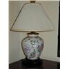 Image 1 : Designer Oriental Porcelain Lamp on Wooden Pedestal,