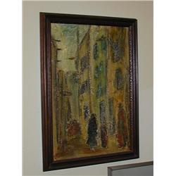 Artist Signed Impressionistic Street Scene Painting