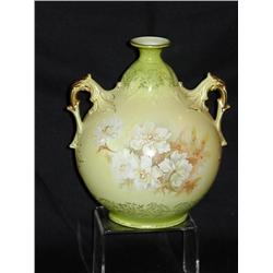 Han Painted Double Handle Bulbous Bud Vase