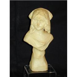Alabaster 8 3/4" Bust of Young Woman