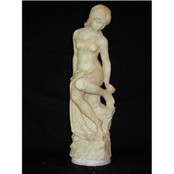 Alabaster 20" Nude Lady Bust; head damaged & repaired