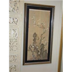 Pair Oriental Wood Block Style Pictures