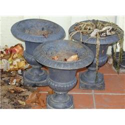 3 Cast Metal Flower Pots