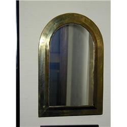 Pair Brass Oval Top Wall Mirrors