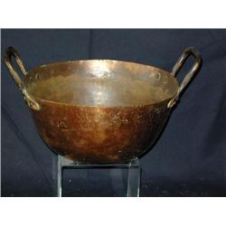 Vintage Copper Bowl with Iron Handles