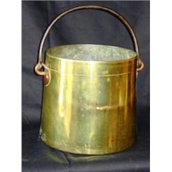 Vintage Copper & Brass Bucket with Iron Handle