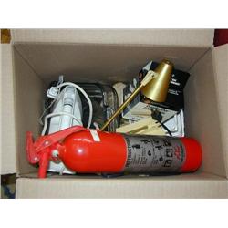 Box:  Purses, Mixer, Fire Extinguisher & Baking Dish