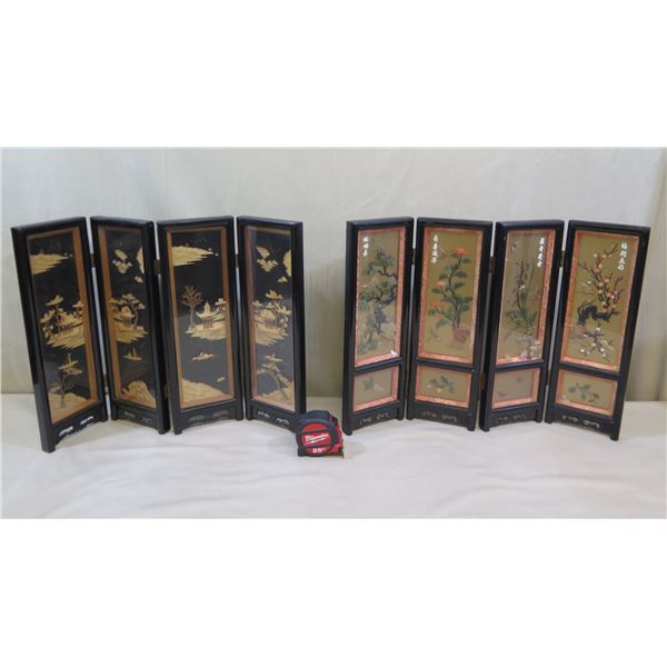 Shadow Box Screen Qty 2 Asian 4-Panel Shadow-Box Screens w/ Painted Backs 24