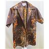 Image 1 : Haleaka Fashions Hawaii Aloha Shirt Brown & Orange w/ Front Pocket