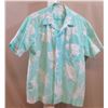 Image 1 : Hawaii Aloha Shirt Green & White w/ Front Pocket