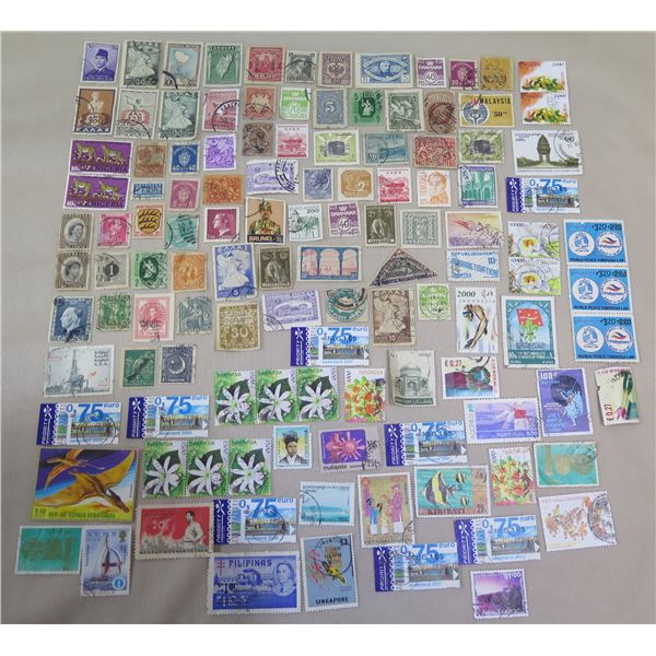 Qty 120+ Stamps Misc Countries: Indonesia, Nigeria, Danmark, Peru, etc