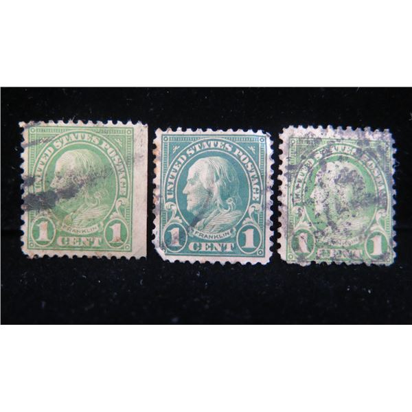 Qty 3 USA Franklin 1-Cent Stamps