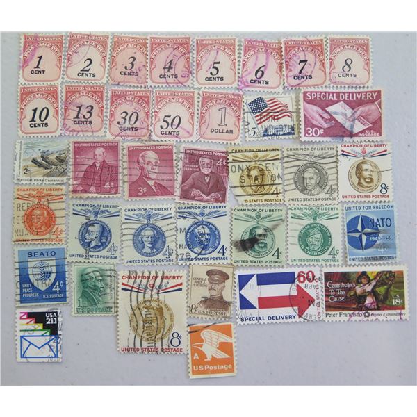 Qty 35+ USA Stamps, Misc Denominations