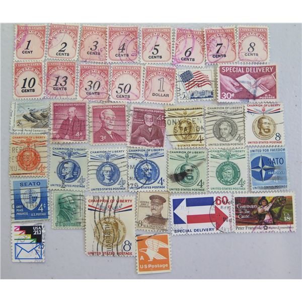 Qty 35+ USA Stamps, Misc Denominations