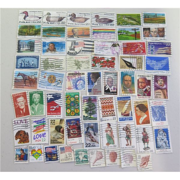 Qty 55+ USA 22-Cent Stamps, Misc Designs