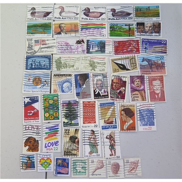 Qty 45+ USA 22-Cent Stamps, Misc Designs