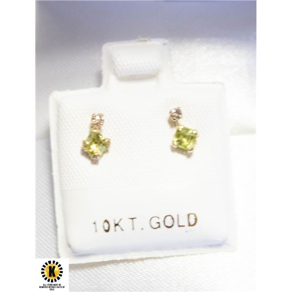 10K PERIDOT DIAMOND EARRINGS