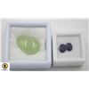 Image 1 : #74-HEATED SAPPHIRE 3.10 CT & GREEN PRENITE 17.62