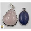 Image 1 : #83-NATURAL ROSE QUARTZ  & LAPIS LAZULI PENDANT