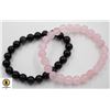 Image 1 : #98-NATURAL PINK ROSE QUARTZ & BLACK OBSIDIAN