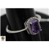 Image 1 : #116-UNHEATED PURPLE AMETHYST & CZ RING SIZE 9