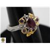 Image 1 : #129-HEATED RUBY & AMETHYST RING SIZE 5.75