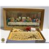 Image 1 : RELIGIOUS ITEMS FRAMED LAST SUPPER PIC, ANTIQUE