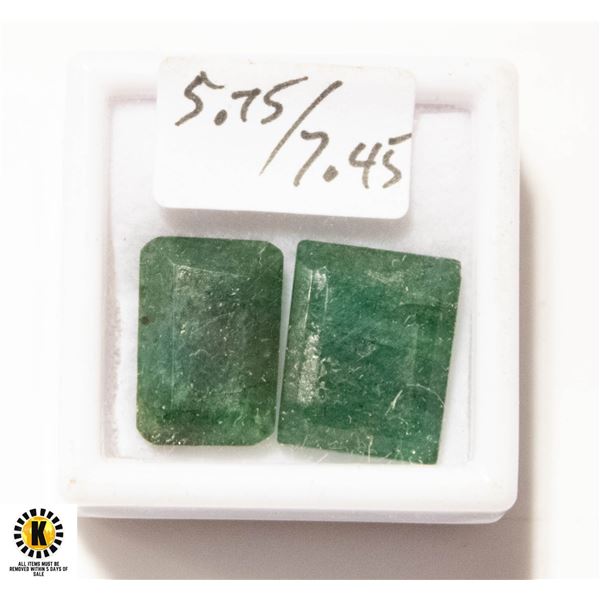 5.75 CT & 7.45 EMERALD CUT EMERALD COLOR ENHANCED