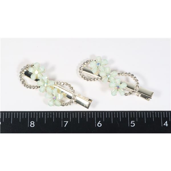 2 NEW TURQUIOSE ETERNITY RHINESTONE & FLOWER ALLIG
