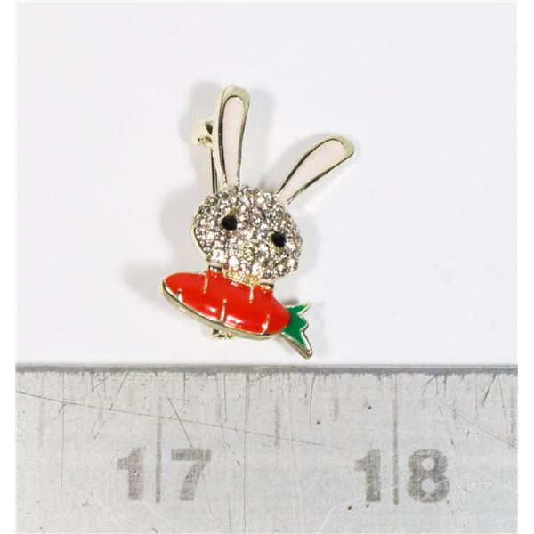 NEW RHINESTONE BUNNY BROOCH