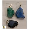 Image 1 : 3 AGATE 925 SILVER PLATED PENDANTS