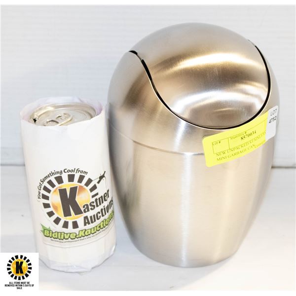 NEW UNPACKED STAINLESS STEEL MINI GARBAGE CAN