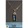 Image 1 : 10-45 CM GOLD TONE BOX CHAIN WITH BLUE/GREEN