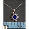 Image 1 : 19-6 X 8 BLUE CUBIC ZIRCONIA IN CENTER OF PENDANT