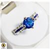 Image 1 : 12-2.0 CT BLUE CUBIC ZIRCONIA CENTER IN RING WITH