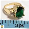 Image 1 : 28-12.5 X 15 MM OVAL GREEN CUBIC ZIRCONIA WITH 6