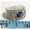 Image 1 : 9-1.0 CT BLUE CUBIC ZIRCONIA SURROUNDED BY CLEAR