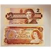 LOT OF 2 CANADIAN $2.00 BANKNOTES, 1974 &