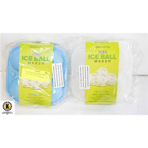 2 PACK OF 4 FROZEN ICE BALL MAKER BPA FREE WITH