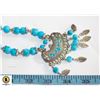 Image 1 : STONE BEADS BLUE SILVER LEAF MALA LONG TASSEL