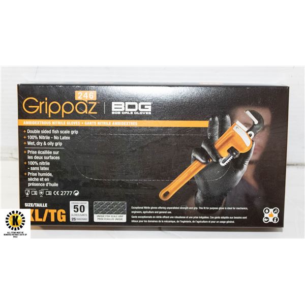 GRIPPAZ BDG DISPOSABLE GLOVES SIZE XL/G 50