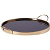 NEW RIVET BLACK & GOLD MIRROR SERVING TRAY WITH