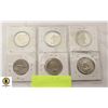 Image 1 : LOT OF 6 CANADIAN HALF DOLLAR COINS