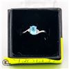 Image 1 : DIAMOND & BLUE TOPAZ RING SIZE 6.5 STERLING SILVER