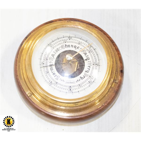 BRASS WOODEN BAROMETER
