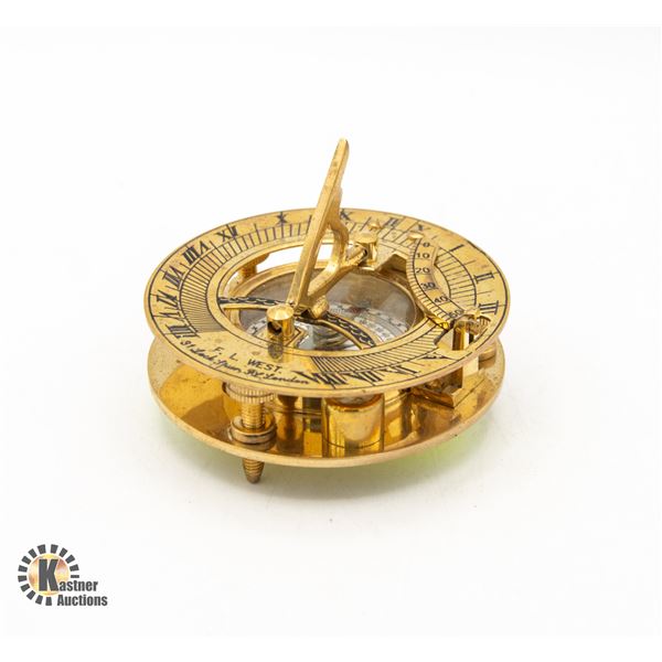BRASS SUNDIAL AND COMPASS