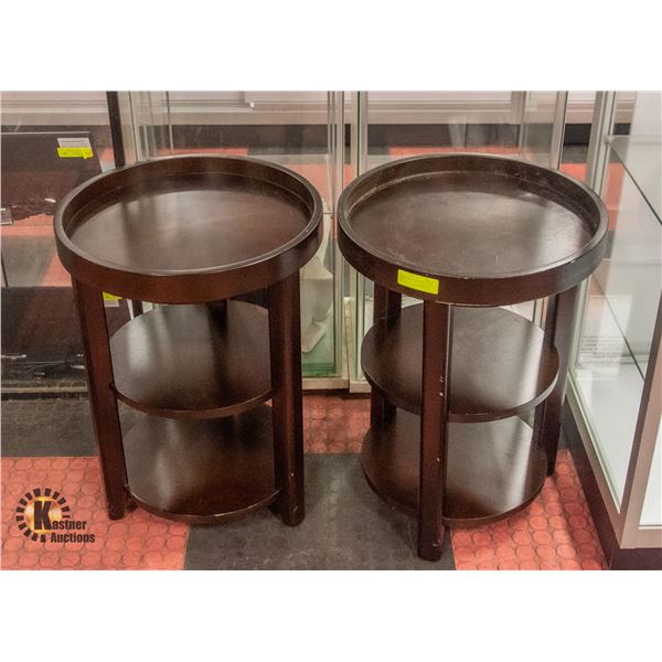 2 BROWN WOODEN SIDE TABLES
