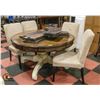 ROUND WOOD DINING TABLE WITH LEAFS AND 4 CHAIRS