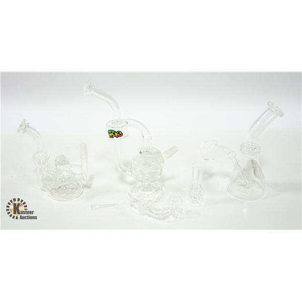 BAG OF THREE MINI GLASS DAB RIGS