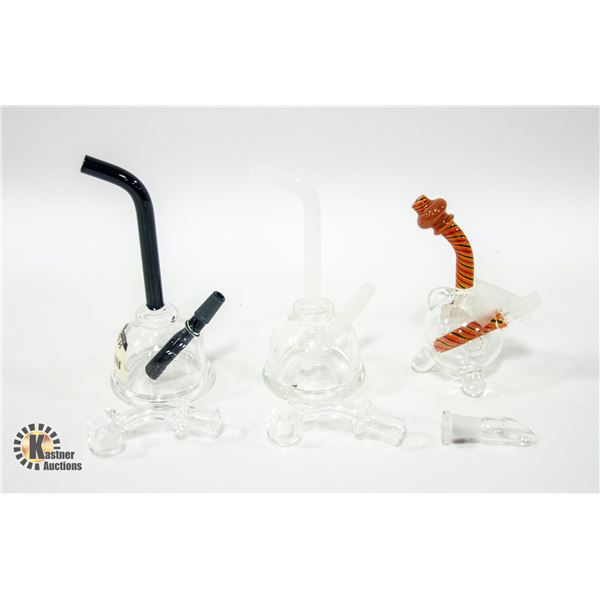 BAG OF THREE MINI GLASS DAB RIGS